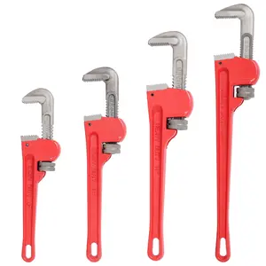 4Pcs 8&10&14&24-inch Straight Heavy Duty Pipe Wrench Set Plumber Adjustable Water Alloy Steel Grip Plumber's Wrench Plumbing Tools