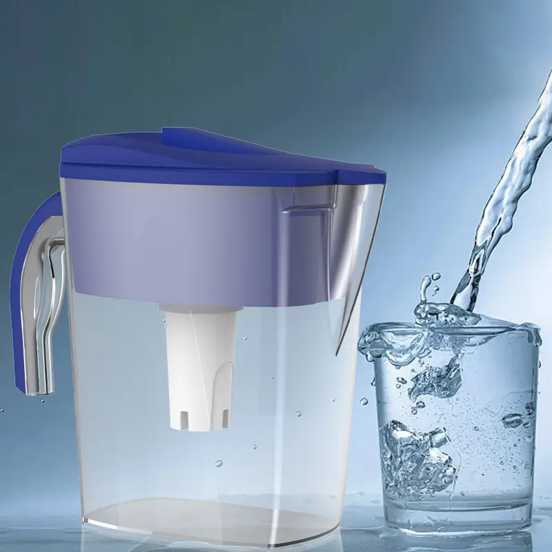 Dark Blue 12-Cup Drink Pitcher with Spout, Kitchen Drinkware Jug with 1 Water Filter, Reduces Chlorine Taste & Odor, Filters Up to 40 Gal for Tap Water