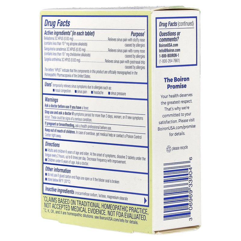 Boiron SinusCalm® Allergy, Unflavored, 60 Meltaway Tablets