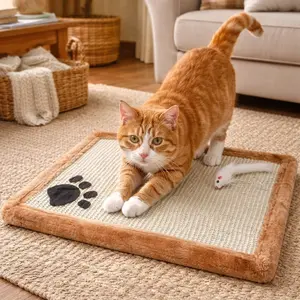 Cat Scratching Rug with Hanging Toy – Durable Sisal Paw Grinding Pad for Indoor Cats
