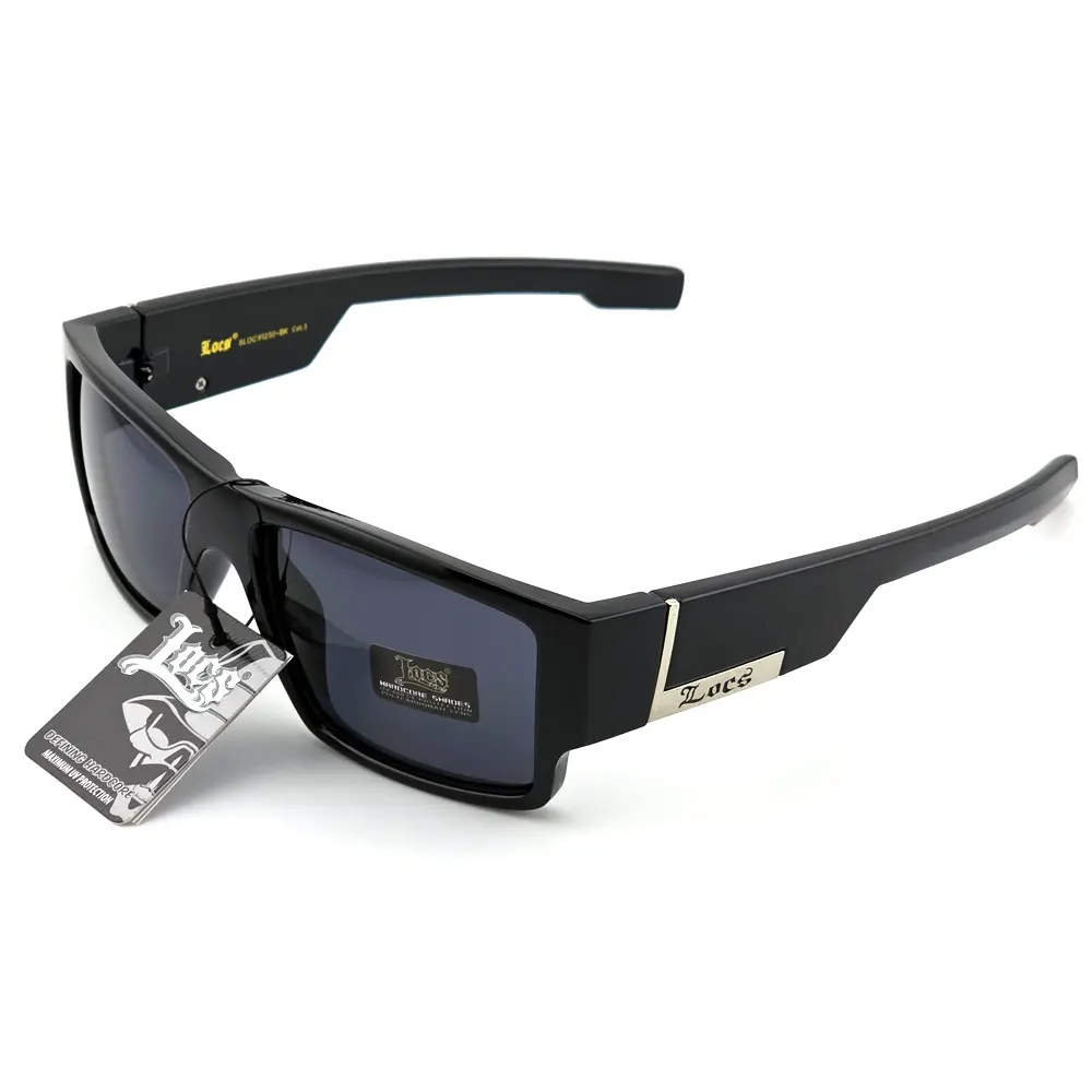OG LOCS Wrap Around Style Side Logo Trendy Super Dark Sunglasses with UV400 Protection Fashionable for Outdoor Activities