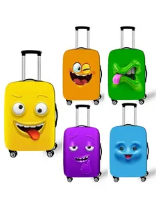 Funny Expression Printed Suitcase Cover Ladies Travel Out Elastic Luggage Protective Cover Dust Cover Luggage Case Versatile Travel Accessories