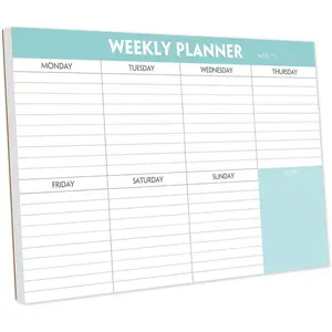 Weekly Planner Notepad - Tear Off Planning Pad with Daily Schedule & Calendar, 52 Sheets, 100gsm Paper, Undated Weekly To Do List Notepad, 10x7 in