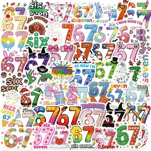 50pcs of fun cartoon number 67 stickers, Sticker Decals, suitable for scrapbooks, diaries, laptops, water bottles, cars, and other items with faith-based designs, making them a gift with a positive message.