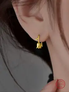 925 Sterling Silver Tulip Design Earrings, Fashionable Cute Earrings for Women, Daily Clothing Decor, Trendy All-match & Exquisite Jewelry for Birthday Gift, Elegant Minimalist Earrings