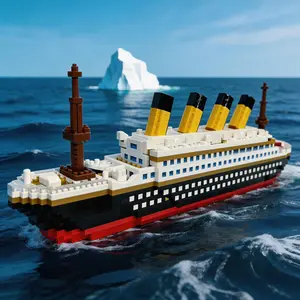 3806Pcs/1591Pcs/620Pcs/452Pcs Classic Ship Micro Mini Building Blocks, Titanic Series DIY 3D Model Kit, Collectible Desktop Decor for Adults, Block Set