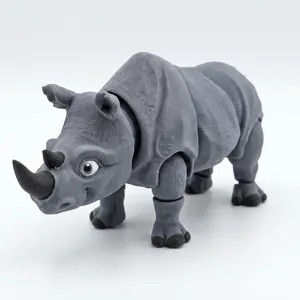 Articulated Rhino Toy 5" USA Made, Rhinoceros Fidget Desk Toy