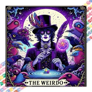 1 DIY handmade diamond painting kit, 5D diamond art set, DIY decoration, crow, feather, magic diamond painting kit with full round diamonds, mosaic, diamond art, DIY art home decoration, suitable for Christmas, Handicraft, Diamond Art Tools