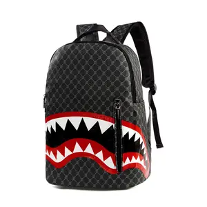 2026 Fashion Pattern Large Backpack, Street Style Travel & School Book Bag, Large Capacity Shark Design Backpack