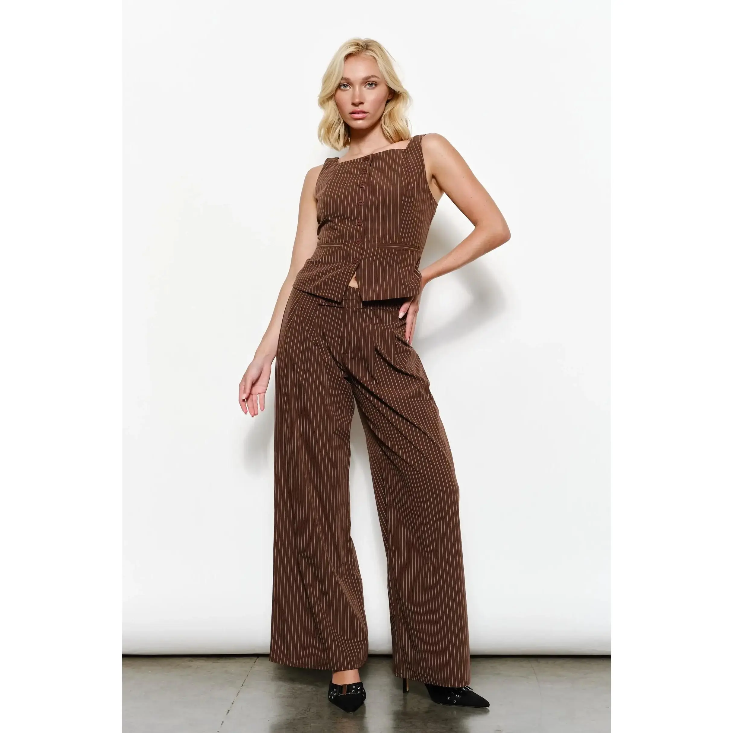 Brown Pinstripe Pants