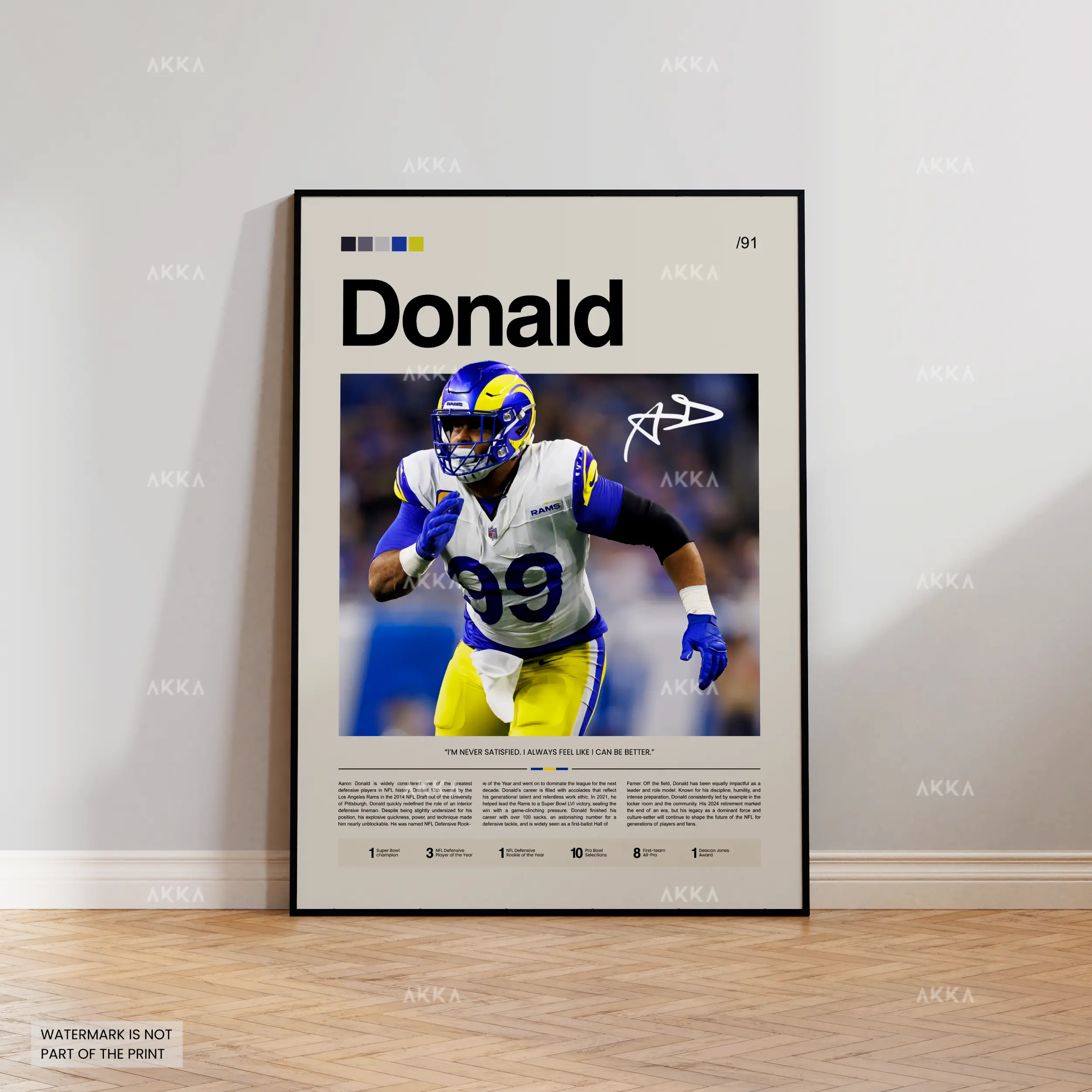 Aaron Donald Poster, Football Fan Gift For Fans
