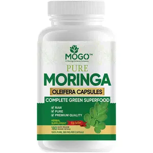 MOGO Organic Moringa Capsule 180 Count Boosts Energy Metabolism Immunity Joint Health Antioxidants Rich Green Superfood Supplement