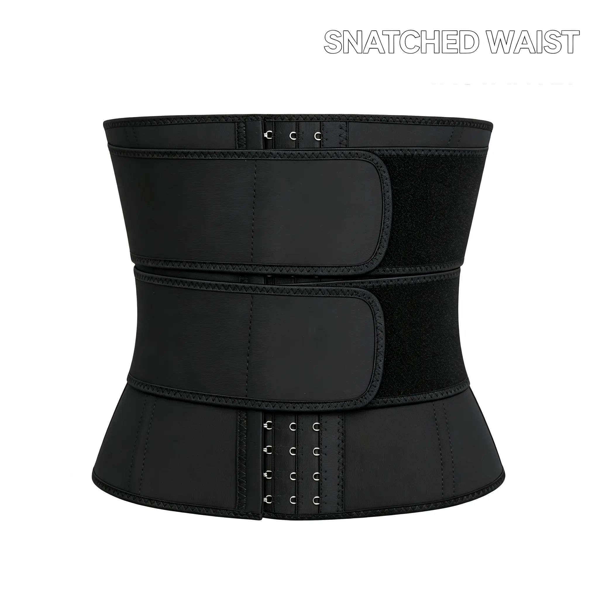 Anti Roll Down Double Band Latex Waist Trainer Corset,Triple Row Hooks Adjustable Abdomen Compression Back Brace,Breathable Sweat Latex Reinforced Edge Stitch,Multi Size Black Dual Belt Shaper For Weight Loss Girls Postpartum Gym Lovers Posture Correction
