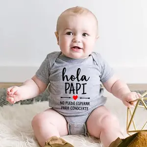 Hola Papi Spanish Newborn Baby Bodysuits Boys Girls Kids Short Sleeve Casual Jumpsuits Clothes No Puedo Esperar Para Conocerte