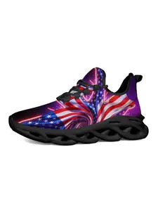 Exclusive American Flag Print Men's Casual Shoes, Patriotic Fashion Style, Classic Sole, Streamlined Design, Perfect for Sports & Parties