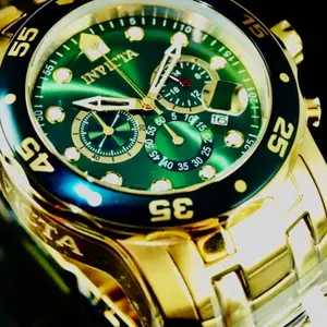 Brand New Men’s Invicta Watch - Green & Gold - 48mm Scuba Chronograph - 18K Gold Plated