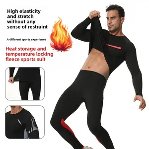 Fleece thermal underwear set, round neck tights, long johns, outdoor mountaineering, cycling, sports bottoming, fitness wear base layer shirt pant long sleeve sweatshirt jacket warm top