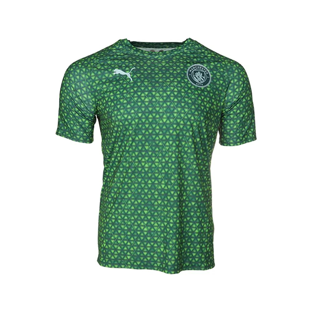 PUMA Mens Manchester City F.C. Warm Up Crew Neck Short Sleeve Jersey Soccer Cleats  - Green