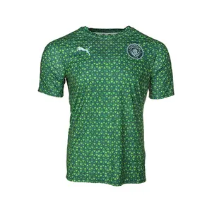 PUMA Mens Manchester City F.C. Warm Up Crew Neck Short Sleeve Jersey Soccer Cleats  - Green