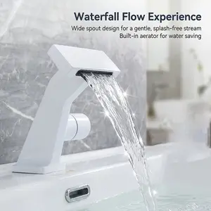 Geometric Waterfall Basin Faucet, Side Knob Cold Hot Dual Control, Modern Minimalist Bathroom Countertop Tap, G1/2 Thread Interface