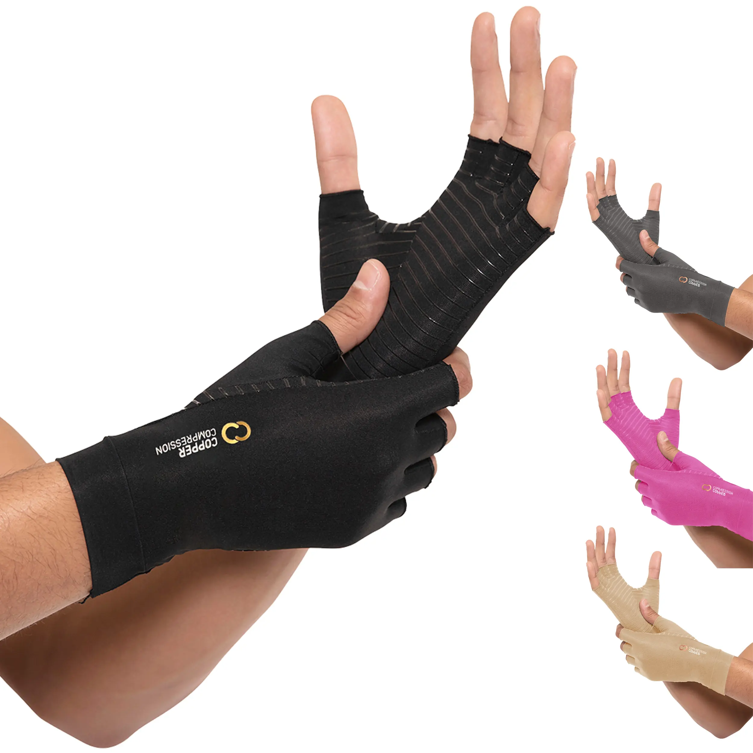 Copper Compression Half Finger Gloves for Men & Women: All-Day Hand Comfort and Pain Relief – Targeted Compression for Arthritis, Carpal Tunnel, and Joint Support with Convenient Half Finger Design