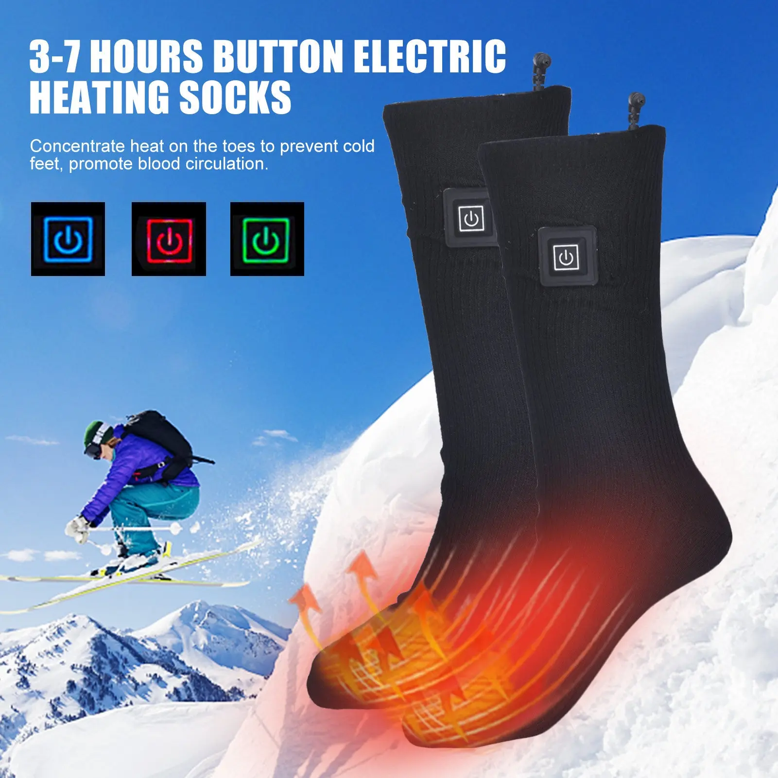 Rechargeable Heated Socks for Men & Women, Sporty Cotton Blend Thermal Sports Socks with Battery for Outdoor Events, Travel & Sideline Workers, Sporty Sports Socks, Rechargeable Battery-Powered