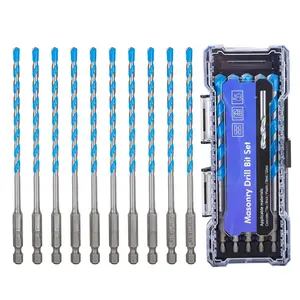 10 count 3/16" Masonry Concrete Drill Bit Set,Tungsten Carbide Drill Bit Tip,Hex Shank Drill Bits Set for Tile,Brick,Marble,Plastic,Cement,,Glass etc.