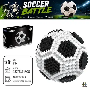 KADELE Soccer Ball Building Blocks Set, 437 PCS DIY Football Building Toy, Soccer Fan Collectible Model, STEM Construction Kit for Teens & Adults, Desk Decoration Gift for Boys, Girls, Men & Sports Lovers Age 14+