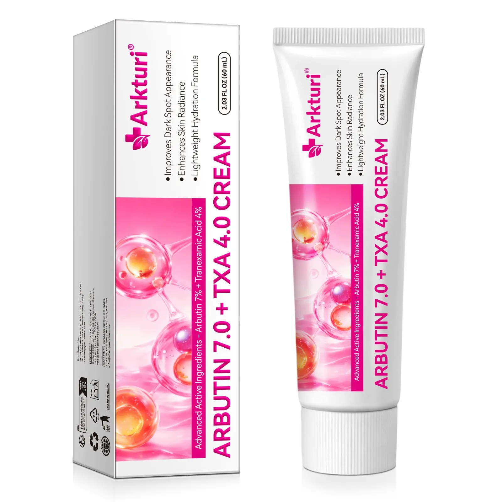 Arkturi Arbutin Cream: Brightens and hydrates, targets uneven skin tone, and enhances skin radiance. With a lightweight, Moisturizing, easily absorbed formula, it is suitable for all skin types. Brightening, Moisture, Moisturizer, Hydrating