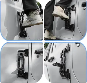 OMU Door Hinge Step Compatible with Jeep Wrangler JK JL JT, Aluminum Door Hinge Folding Foot Pedal Step