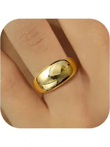1 Pc 14K Chunky Dome Rings for Women Cubic Zirconia Gold Plated Statement Rings Non Tarnish Chunky Rings 14K Gold Filled Stackable Ring Fashion Stackable Rings