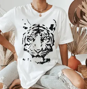 Tiger Face Graphic Tshirt , Vintage Tiger Shirt , Trendy Tiger Tee ,Womens Graphic Tee ,Animal Lover Gift, Oversized Tee Womenswear Streetwear Summer Casual Long Sleeve