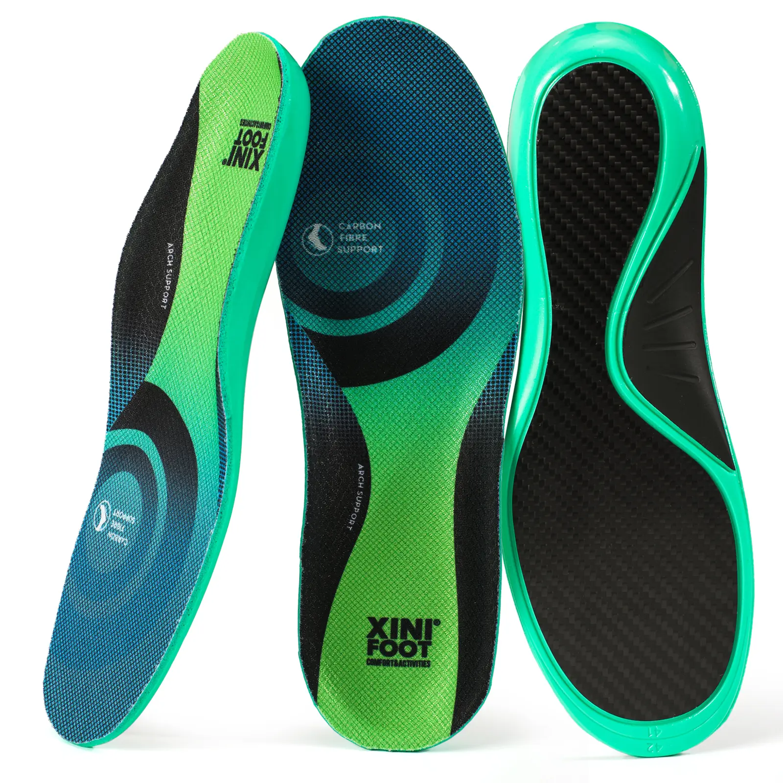 Performance Insoles Carbon Fiber Shock Absorbing Sport Shoe Insoles for Running, Basketball, Athletics Arch Support Insoles Inserts for Hiking Boots or Shoes, Soft