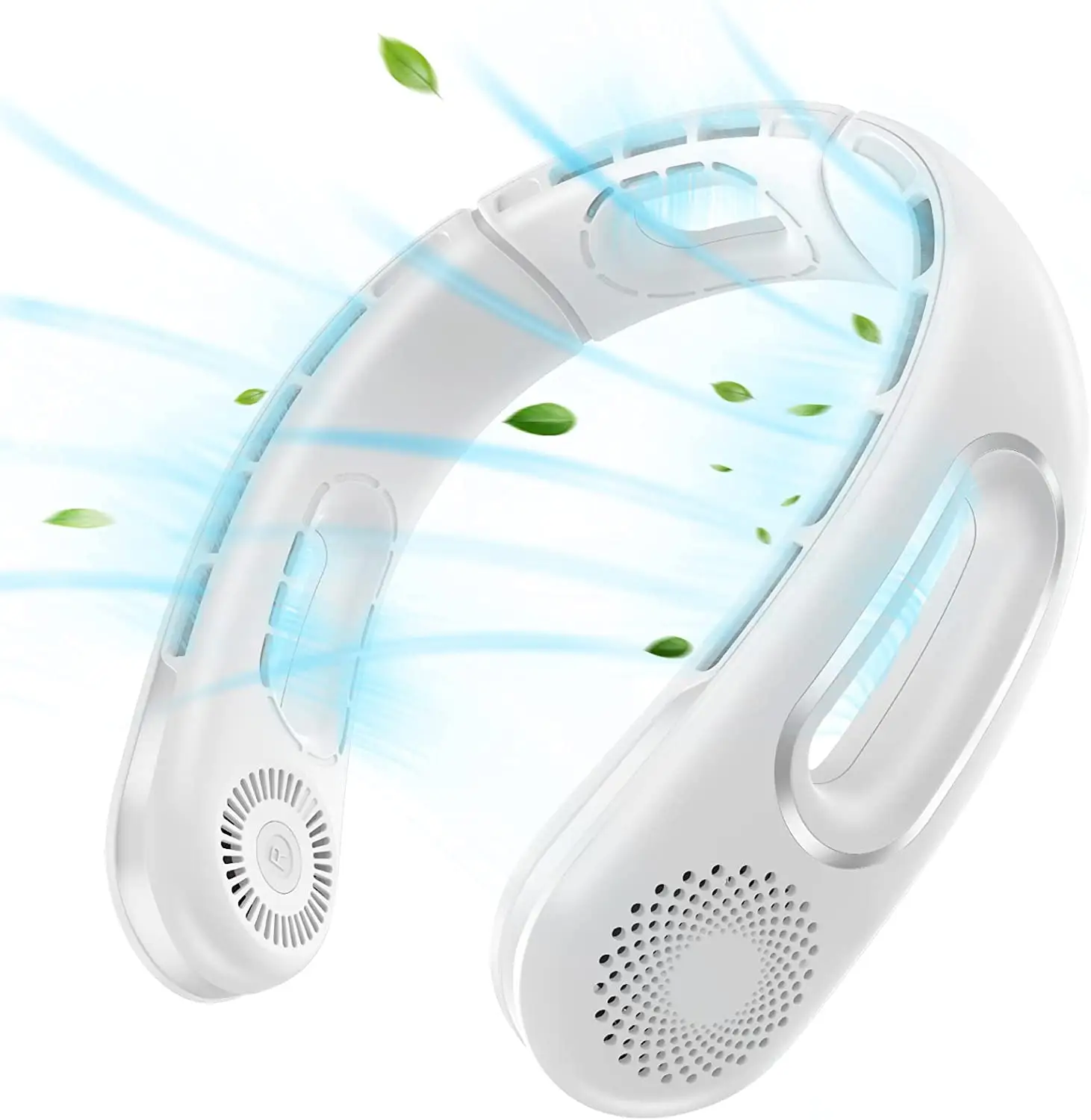 Neck Fan, Hands Free Bladeless Neck Fans Portable Rechargeable, 360° Cooling Neck Fan, 4 Speeds, Quiet, 5200 mAh Battery Operated USB Wearable Persona