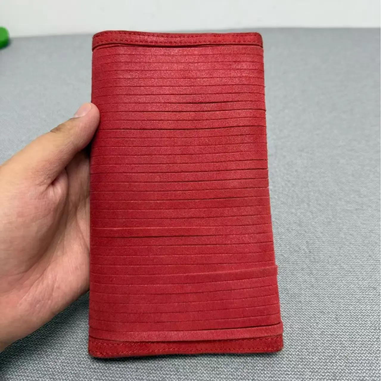 Pre-owned BURBERRY Suede Wallet Fringe Long Tri fold Red CPU0429MC