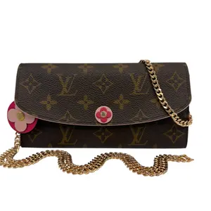 Pre-owned Louis Vuitton Coated Canvas Crossbody Bags Flower Monogram Emilie Wallet with Chain