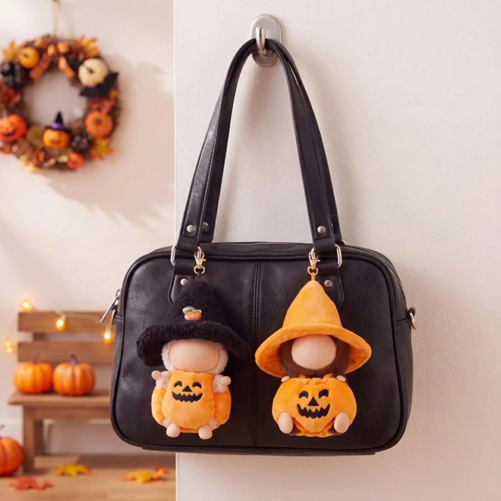 Halloween Party Favors Gift Set, 1–3 Sets Doll Halloween Decor Costumes(Dolls Not Included) Cute Pumpkin Ghost Bat Spiderweb Outfits for 17cm/6.7" Plush Doll Charms, Halloween Dress-Up Party Supplies, Purse Charm Accessoriesfor Girls & Girlfriends