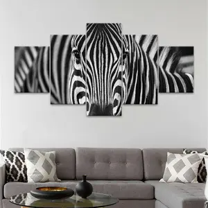 Zebra Pattern Canvas Painting, 5 Counts/set Modern Art Poster, Wall Art Decor for Home Living Room Bedroom Office, Ornaments