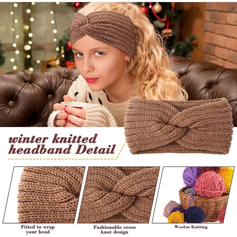[Best Christmas Gift]  Triple KnotWarmth Ribbed Knit Headband Set-3pcs-4pcs (Classic Neutrals,)
