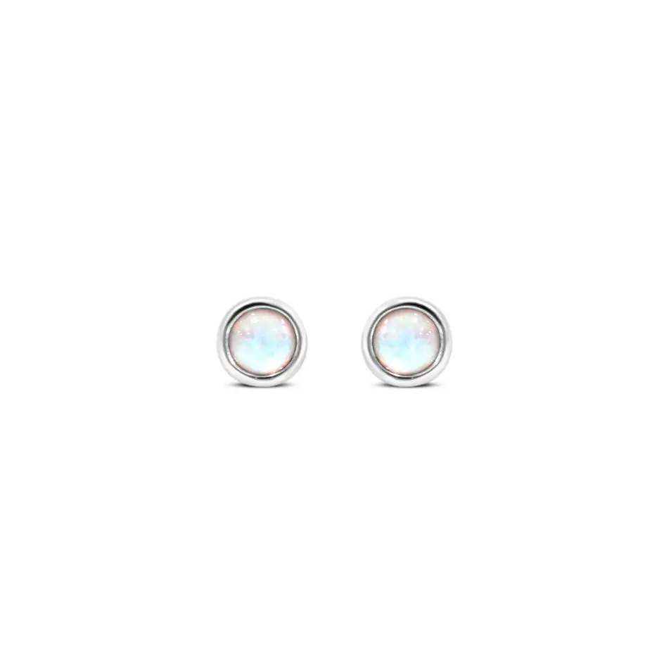 Milky Blue Opal Glow Dot Studs