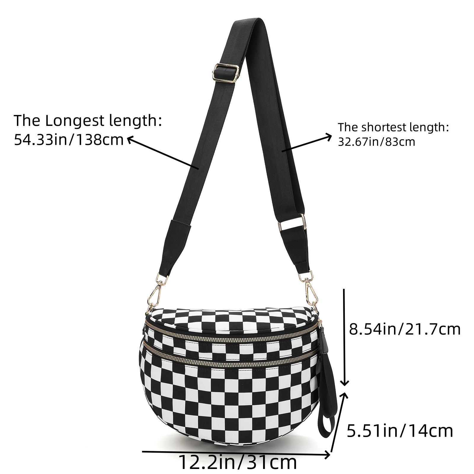 CHERUBEL Fashionable Checkerboard Pattern Bag Minimalist Purse with Detachable Strap Large Capacity Crossbody Fanny Pack for Work Weekend Y2K Design Perfect for TikTok Fashion Everyday Use Shoulder Bags Women's Fanny Packs & Belt Bags tiktokshopspringglow