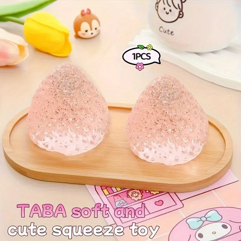 Large Transparent Sparkling Strawberry Slow Rebound Squishy - TPR Soft, Non-Toxic, Mixed Sensory Play Stress Relief Toy for 2 Years+, Ideal Home Decor Statue Figurine Gift, Ages 2+
