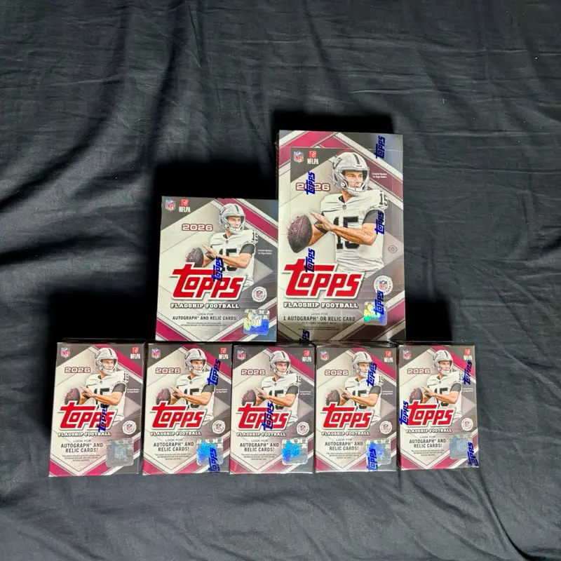 NFL 2026 PYT NEW TOPPS FLAGSHIP! 1x Hobby Box! 1x Mega Box! 5x Value Boxes! Over 780 Cards! Numbered Cards! RPA’s! Case Hits! Autos and More