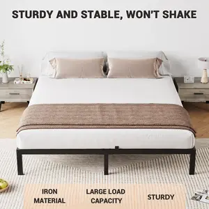 8 Inch Queen Metal Bed Frame｜Heavy Duty Platform Bed with Under Bed Storage, No Box Spring Needed, Easy Assembly, Black for Bedroom Apartment