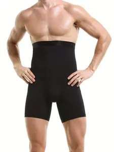 Men's High Waist Tummy Control Compression Shorts - Athletic Fit Nylon Spandex Blend Solid Color Knit Medium Stretch Sports Underwear - For Men - Suitable for Sports & Fitness - Perfect Gift for Active Guys