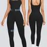 Women's Solid Square Neck Shapewear Jumpsuit, Casual Comfy Tummy Control Seamless Ribbed Jumpsuit for Daily Wear, Ladies Shapewear for All Seasons, Sporty Comfy Jumpsuit, Shaping Jumpsuit, Abdomen Control Jumpsuit, Square Neckline Jumpsuit