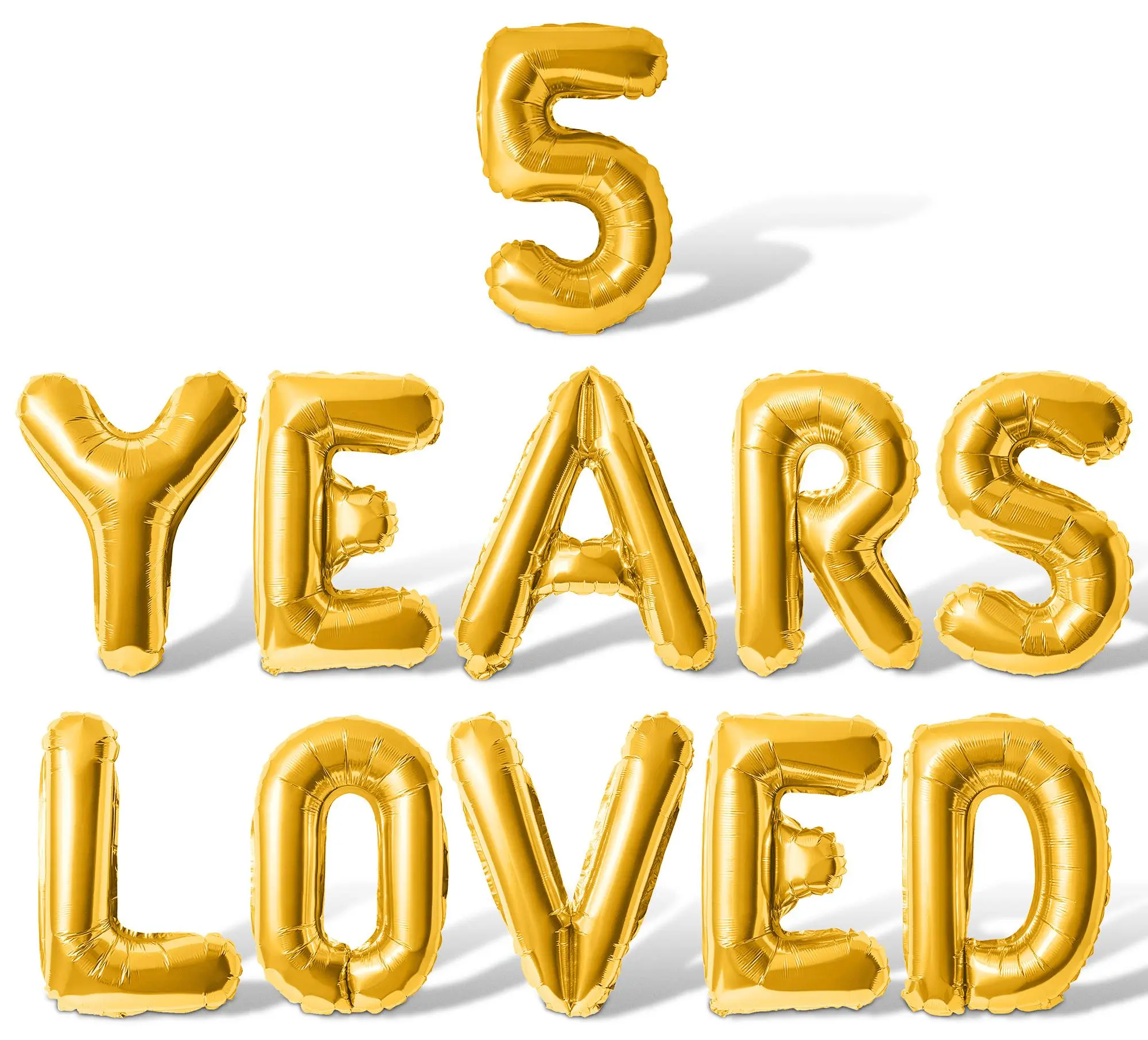 Letter Balloons - 5 YEARS LOVED 16" Inch Alphabet Letters Foil Mylar Balloon 5th Birthday Party Banner