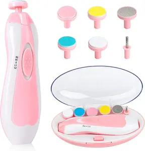 Baby Nail File Clippers Electric Kit 6-in-1 Set with LED Light Safe for Newborn Kids & Adults Fingernails Toes Care Manicure Tool