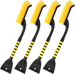 4 Pieces 27 Inch Snow Brush and Detachable Ice Scrapers for Car Windshield Automotive Snow Removal with Comfortable Foam Grip Winter Car Accessories for Cars, Trucks, Suvs(Yellow) Datanly