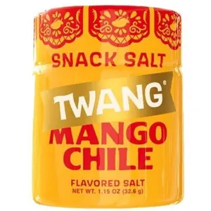 5x Twang Shaker Mango Chile Salt - Gourmet Fruit Seasoning Shakers Bulk Lot Bundle Wholesale Cooking Kitchen Flavorful Spicy Tangy Topping Popcorn Rim Fine Grains Dressing Marinade Grilling Barbecue Party Mix Pack 1.15oz Each 5ct